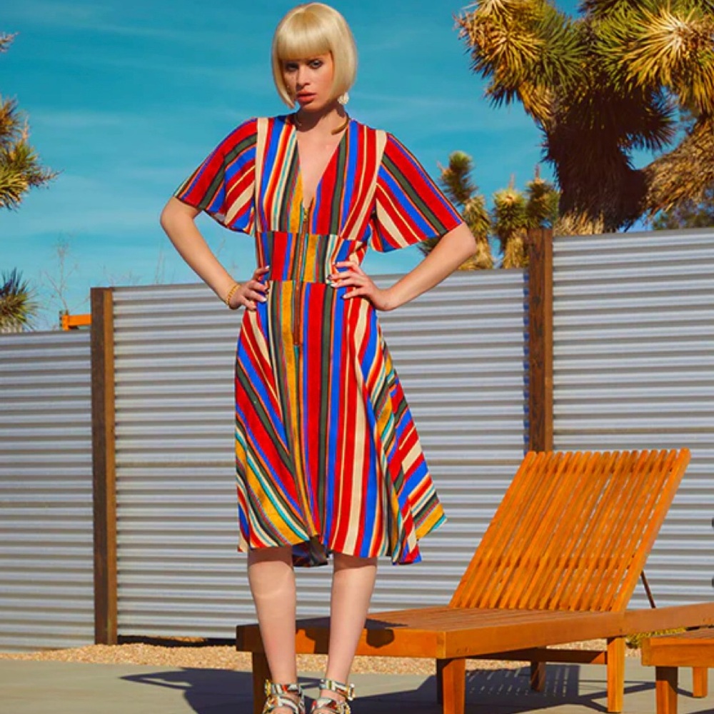 NWT Autumn Adeigbo Astrid Dress in multicolored striped